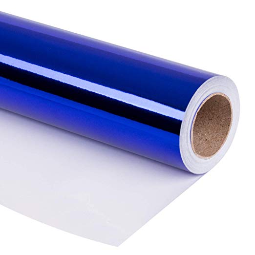 Metallic Wrapping Paper Roll, Royal Blue 32.8